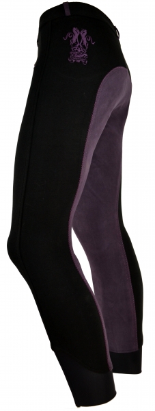 Damen Vollbesatzreithose  "Deluxe Edition" in Schwarz/Purple